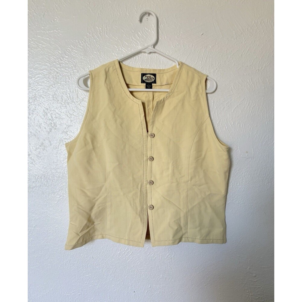 Tommy Bahama Vintage Yellow Button Front best top  100% Silk Y2K Size Large